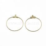 Brass Pendants, Cadmium Free & Nickel Free & Lead Free, Hoop Earring Findings, Ring with 2 Loops, Real 18K Gold Plated, 18 Gauge, 33x29x1mm, Hole: 1mm, Pin: 0.8mm(KK-T032-011G)