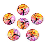 Half Round/Dome Tree Pattern Glass Flatback Cabochons for DIY Projects, Gold, 25x6mm.(GGLA-Q037-25mm-M28-02)