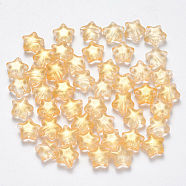 Spray Painted Glass Beads, with Glitter Powder, Star, Gold, 8x8.5x4mm, Hole: 1mm(GLAA-R211-04-D03)