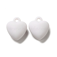 Opaque Acrylic Pendants, Heart Charm, Frosted, White, 19x16x8.5mm, Hole: 2mm, about 400pcs/500g(OACR-L013-011)