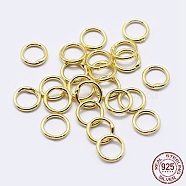 925 Sterling Silver Round Rings, Soldered Jump Rings, Closed Jump Rings, Golden, 18 Gauge, 8x1mm, Inner Diameter: 6mm, about 50pcs/10g(STER-F036-03G-1x8)