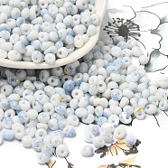 Baking Paint Glass Seed Beads, Round Hole, Teardrop, Cornflower Blue, 5~5.5x4~5x3~3.5mm, Hole: 1.2mm, about 2500pcs/pound(SEED-F006-01A-02)