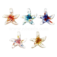 5pcs 5 colors Handmade Lampwork Pendants, Starfish, Mixed Color, 29x29mm(LAMP-SC0001-23)