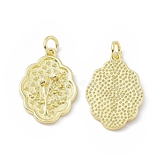Rack Plating Brass Pendants, Long-Lasting Plated, Lead Free & Cadmium Free, with Jump Ring, Flower Charm, Real 18K Gold Plated, 21x14.5x2mm, Hole: 3mm(KK-B065-20G)