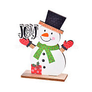 Wooden Doll Display Decoration, Christmas Ornaments, for Party Gift Home Decoration, Snowman, 140x110mm(XMAS-PW0001-080A)