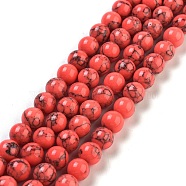 Dyed Synthetic Turquoise Gemstone Bead Strands, Round, Light Coral, 8mm, Hole: 1mm, about 50pcs/strand, 15.7 inch(TURQ-R032-8mm-XSS18)