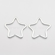 Iron Split Key Rings, Keychain Clasp Findings, Star, Silver Color Plated, 34x3mm(IFIN-H045-S)