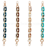 WADORN 4Pcs 4 Colors Imitation Stone Acrylic Boston Link Chains Bag Straps, with Alloy Swivel Clasp, for Bag Straps Replacement Accessories, Mixed Color, 30.6x2x2cm, 1pc/color(FIND-WR0005-21)