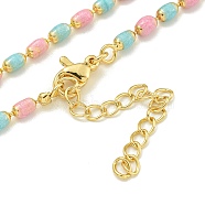 Brass Enamel Column Link Chain Necklaces, Real 18K Gold Plated, Lead Free & Cadmium Free & Nickel Free, Long-Lasting Plated, Colorful, 17.60~18.11 inch(44.7~46cm)(NJEW-H039-03G-02)