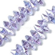 Transparent Electroplate Glass Beads Strands, AB Color Plated, Faceted, Bicone, Lilac, 8.5~9x5.5~6mm, Hole: 0.9mm, about 92~98pcs/strand, 13.78''(35cm)(GLAA-K064-06A-AB04)