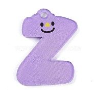 Acrylic Pendants, Letter with Smiley Face , Letter Z, 29~38x21.5~34.5x2.3mm, Hole: 3mm(MACR-R002-01Z)