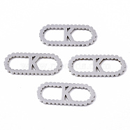 201 Stainless Steel Links Connectors, Laser Cut, Oval with Letter, Stainless Steel Color, Letter.K, 15x6x1mm, Hole: 4x5~7mm(STAS-N091-41K)