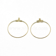 Brass Pendants, Hoop Earring Findings, Ring with 2 Loops, Real 18K Gold Plated, 18 Gauge, 33x29x1mm, Hole: 1mm, Pin: 0.8mm(KK-T032-011G)