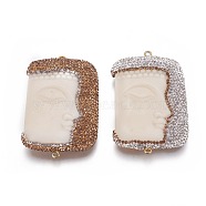 Resin Links connectors, with Polymer Clay Rhinestone and Brass Findings, Rectangle, Golden, Mixed Color, 58x38x10mm, Hole: 2mm(KK-F802-21)