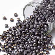 TOHO Round Seed Beads, Japanese Seed Beads, (PF568F) PermaFinish Light Amethyst Metallic Matte, 8/0, 3mm, Hole: 1mm, about 222pcs/bottle, 10g/bottle(SEED-JPTR08-PF0568F)