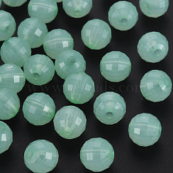 Transparent Acrylic Beads, Dyed, Faceted, Round, Medium Aquamarine, 9.5x9.5mm, Hole: 2mm, about 970pcs/500g(TACR-S153-42E-04)