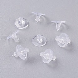 Plastic Ear Nuts, Bullet Clutch Earring Backs with Pad, for Stablizing Heavy Post Earrings, 10x6mm, Hole: 0.8mm, about 357pcs/50g(X-KY-F002-06)