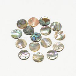Paua Shell Charms, Flat Round, Colorful, 11~12x1mm, Hole: 1mm(X-SSHEL-R041-37)