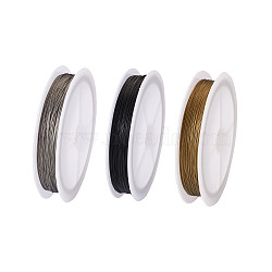 Tiger Tail Wire, Nylon-coated Stainless Steel, Mixed Color, 0.38mm, 60m/roll, 3 colors, 1roll/color, 3rolls(TWIR-FW0001-0.38mm-01)