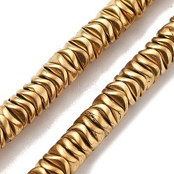 Synthetic Non-magnetic Hematite Beads Strands, Wavy Disc, Real 24K Gold Plated, 1.5~2x6x6mm, Hole: 0.8mm, about 212pcs/strand, 16.93''(43cm)(G-M095-O01-01G)