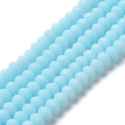 Glass Beads Strands, Faceted, Frosted, Rondelle, Pale Turquoise, 4mm, Hole: 1mm, about 113~115pcs/strand, 41~42cm(EGLA-A034-P4mm-MD06)