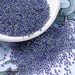 MIYUKI Round Rocailles Beads, Japanese Seed Beads, 11/0, (RR274) Amethyst Lined Crystal AB, 2x1.3mm, Hole: 0.8mm, about 1111pcs/10g(X-SEED-G007-RR0274)