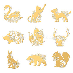 Mixed Animal Nickel Decoration Stickers, Metal Resin Filler, Epoxy Resin & UV Resin Craft Filling Material, Golden, 40x40mm, 9 style, 1pc/style, 9pcs/set(DIY-WH0450-080)