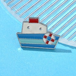 Ship Voyage Theme Enamel Pins, Paltinum Alloy Brooches for Backpack Clothes, Flat Round, Mixed Color, 19x27mm(JEWB-M048-04C)