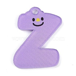 Acrylic Pendants, Letter with Smiley Face , Letter Z, 29~38x21.5~34.5x2.3mm, Hole: 3mm(MACR-R002-01Z)