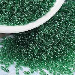 MIYUKI Round Rocailles Beads, Japanese Seed Beads, (RR173) Transparent Green Luster, 15/0, 1.5mm, Hole: 0.7mm, about 5555pcs/bottle, 10g/bottle(SEED-JP0010-RR0173)