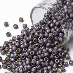 TOHO Round Seed Beads, Japanese Seed Beads, (PF568F) PermaFinish Light Amethyst Metallic Matte, 8/0, 3mm, Hole: 1mm, about 222pcs/bottle, 10g/bottle(SEED-JPTR08-PF0568F)