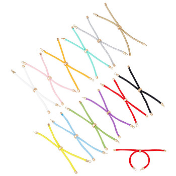 12Pcs 12 Colors Polyester Cord Bracelet Making, Slider Bracelet, Fit for Connector Charm, Mixed Color, 9-1/2 inch(24cm), Hole: 2.5mm, 1pc/color