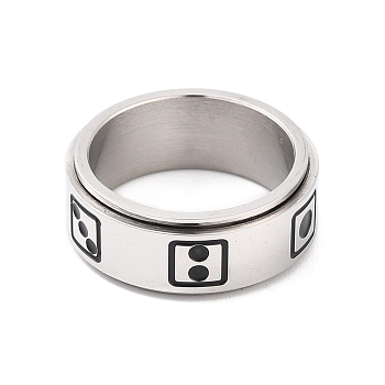 Titanium Steel Spinner Ring, with Dice Pattern, Wide Band Rings for Men, Stainless Steel Color, 8mm, Inner Diameter: 17.3mm