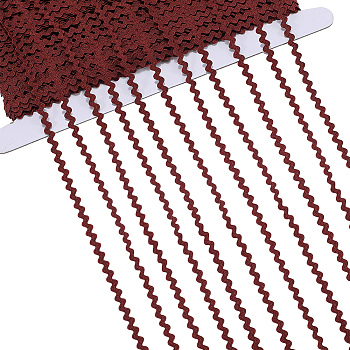 40M Polyester Wavy Fringe Trim Ribbon, Wave Bending Ribbon, Brown, 1/8 inch(3mm)