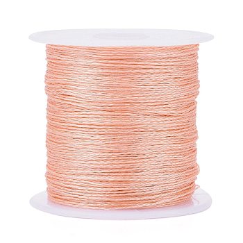 Polyester Braided Metallic Thread, for DIY Braided Bracelets Making and Embroidery, Light Salmon, 0.4mm, 6-Ply, about 54.68 yards(50m)/roll