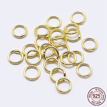 925 Sterling Silver Round Rings, Soldered Jump Rings, Closed Jump Rings, Golden, 18 Gauge, 8x1mm, Inner Diameter: 6mm, about 50pcs/10g