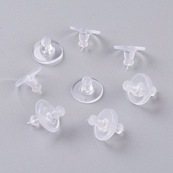Plastic Ear Nuts, Bullet Clutch Earring Backs with Pad, for Stablizing Heavy Post Earrings, 10x6mm, Hole: 0.8mm, about 357pcs/50g