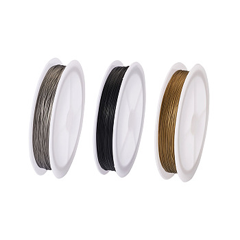 Tiger Tail Wire, Nylon-coated Stainless Steel, Mixed Color, 0.38mm, 60m/roll, 3 colors, 1roll/color, 3rolls