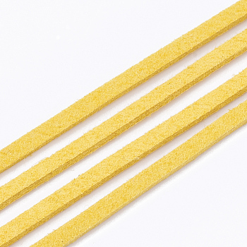 Faux Suede Cord, Faux Suede Lace, Gold, 2.5~2.8x1.5mm, about 1.09 yards(1m)/strand