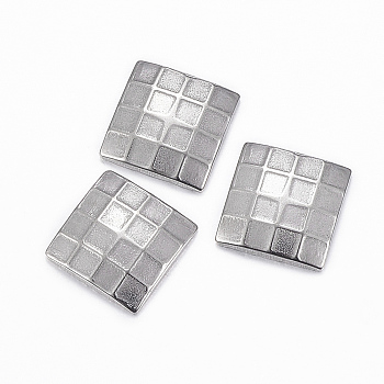304 Stainless Steel Cabochons, Faceted, Square, Stainless Steel Color, 10x10x2mm