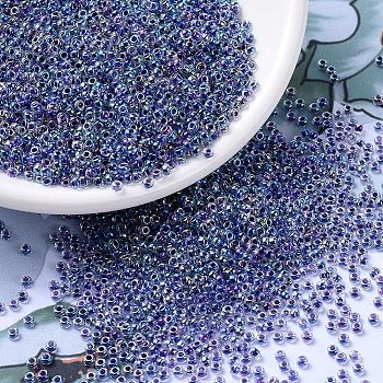 MIYUKI Round Rocailles Beads, Japanese Seed Beads, 11/0, (RR274) Amethyst Lined Crystal AB, 2x1.3mm, Hole: 0.8mm, about 1111pcs/10g