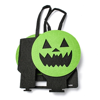 Devil Felt Halloween Candy Bags with Handles, Halloween Treat Gift Bag Party Favors for Kids, Green, 23cm, Bag: 12x12x6.3cm