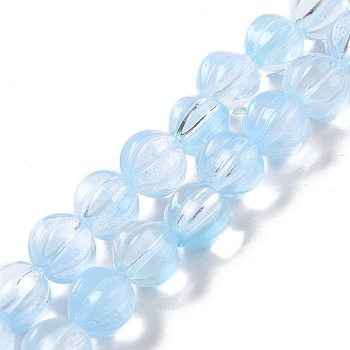 Transparent Glass Beads Strands, Lantern, Light Sky Blue, 8.5x7.5x8mm, Hole: 1.2mm, about 45~46pcs/strand, 14.37 inch(36.5cm)