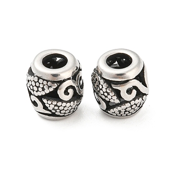 316 Surgical Stainless Steel  Beads, Barrel, Antique Silver, 9.5x9.5mm, Hole: 4mm