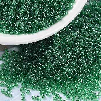 MIYUKI Round Rocailles Beads, Japanese Seed Beads, (RR173) Transparent Green Luster, 15/0, 1.5mm, Hole: 0.7mm, about 5555pcs/bottle, 10g/bottle