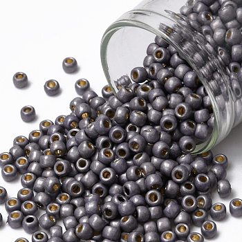 TOHO Round Seed Beads, Japanese Seed Beads, (PF568F) PermaFinish Light Amethyst Metallic Matte, 8/0, 3mm, Hole: 1mm, about 222pcs/bottle, 10g/bottle