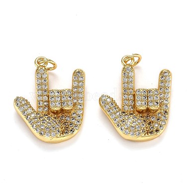 Real 18K Gold Plated Clear Palm Brass+Cubic Zirconia Pendants