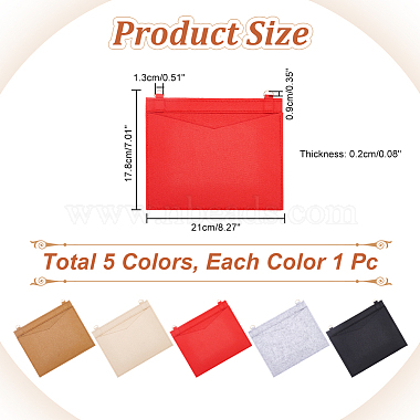wadorn 5pcs 5 couleurs inserts d'organisateur de sac en feutre de laine(FIND-WR0007-29B)-2