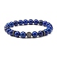 Natural Lapis Lazuli(Dyed) Round Beads Stretch Bracelets Set(BJEW-JB06980-03)-3