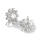 Hollow Flower Brass Micro Pave Cubic Zirconia Stud Earrings Finding(KK-E083-07P)-2